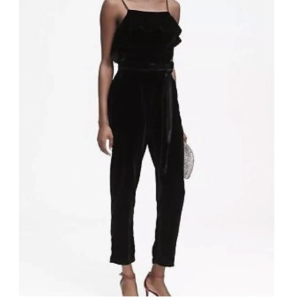 Banana Republic Pants - Banana Republic Black Velvet Cropped Jumpsuit